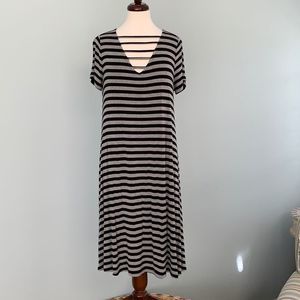 Lane Bryant Striped Vneck Swing Dress sz10/12 EUC